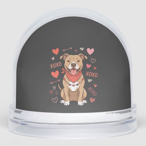 Valentine Pitbull Dog XOXO Love Design Snow Globe