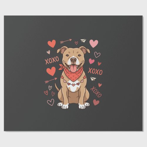 Valentine Pitbull Dog XOXO Love Design Wrapping Paper