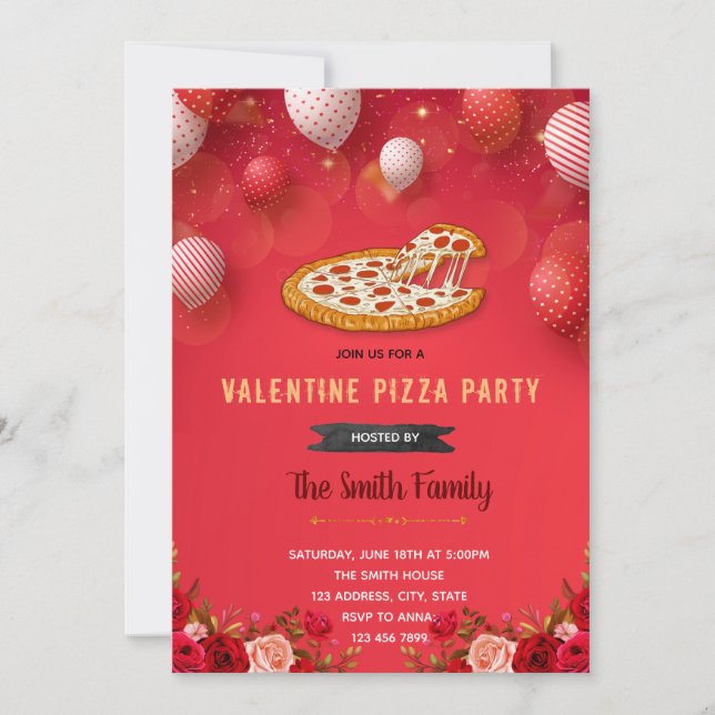 Valentine pizza Invitation (Front)