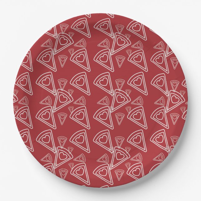Valentine Pizza Party paper goods Plates (Front)