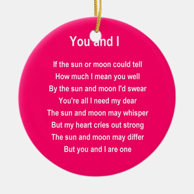 valentine poem ceramic ornament (Front)