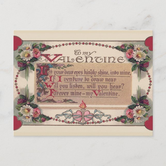 Valentine Poem  Holiday Postcard (Front)