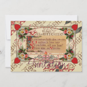 Valentine Poem With Flowers Invitation