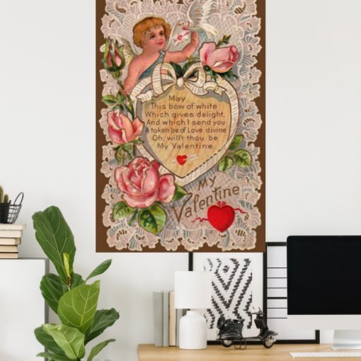 Valentine Poem With Lace Poster | Zazzle