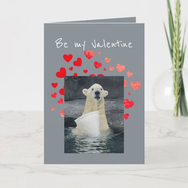 Valentine Polar Bear Bucket of Naughty Fun Humor Holiday Card (Front)