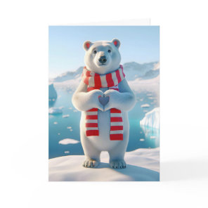 Valentine Polar Bear With Paws Forming a Heart Card