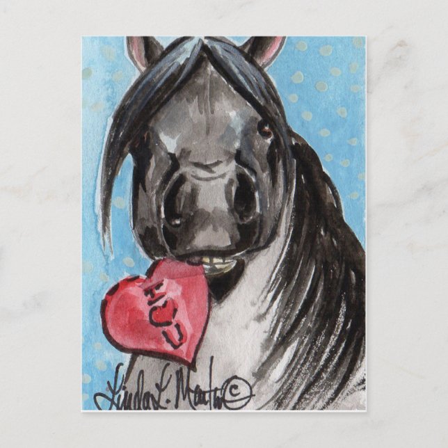 Valentine Pony Postcard Black (Front)