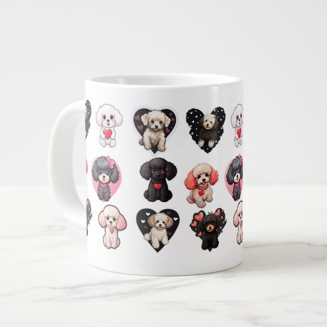 Valentine Poodle Dog | dog lovers | Giant Coffee Mug (Front Left)