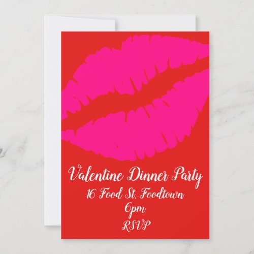 Valentine pop art lips retro dinner party invitation