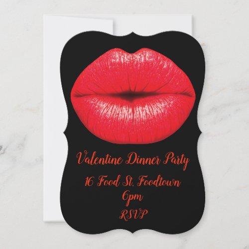 Valentine pop art red kiss retro dinner party invitation