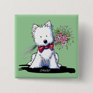 Valentine Prince Westie Pin Button