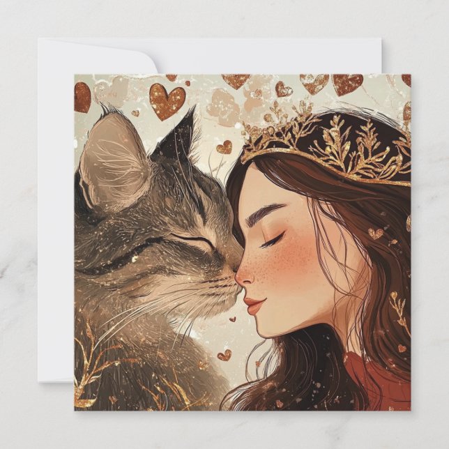 Valentine princess & her kitty cat card (Front)
