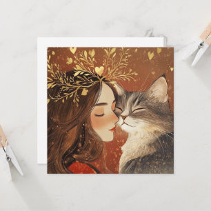 Valentine princess & her kitty cat card