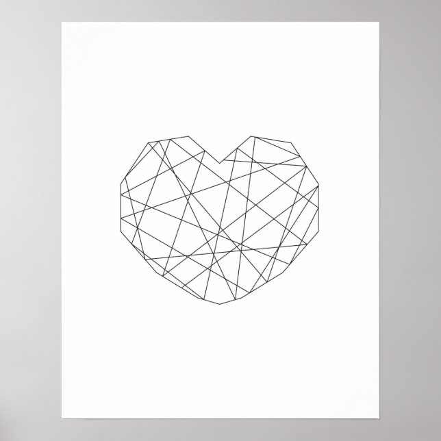 Valentine print. Heart black and white wall art (Front)