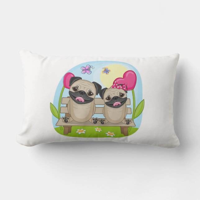 Valentine Pug 2016 Lumbar Pillow (Front)