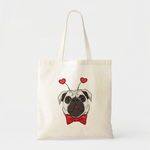 Valentine Pug Dog Tote Bag