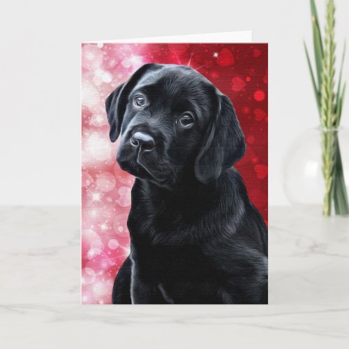 Valentine Puppy _ Black Labrador _ Lab Puppy Holiday Card