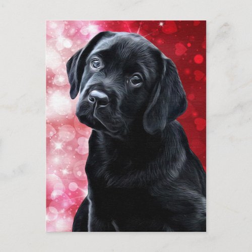 Valentine Puppy _ Black Labrador _ Lab Puppy Postcard