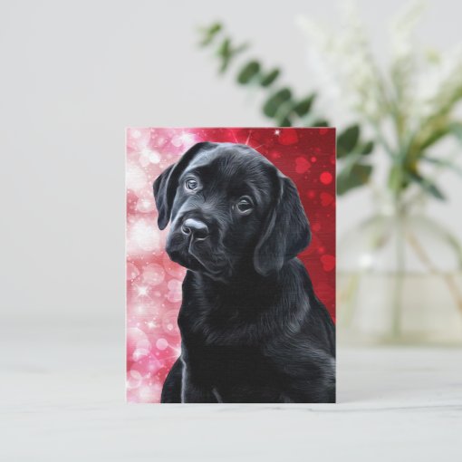 Valentine Puppy - Black Labrador - Lab Puppy Postcard | Zazzle