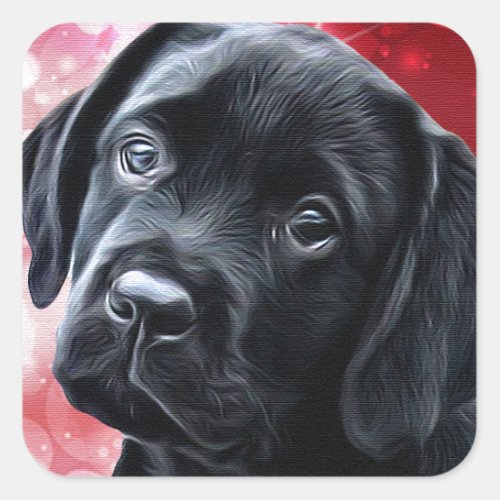 Valentine Puppy _ Black Labrador _ Lab Puppy Square Sticker