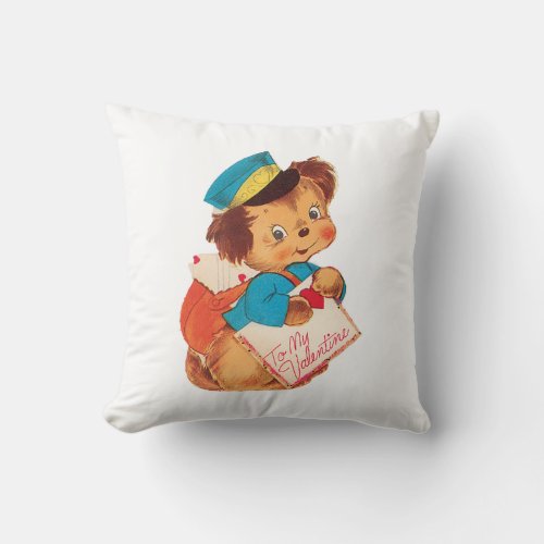 Valentine Puppy Postman Throw Pillow