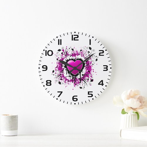 Valentine Purple Heart Large Clock