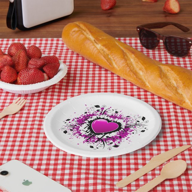 Valentine Purple Heart Paper Plates (Creator Uploaded)