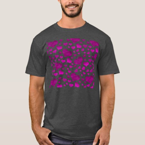 Valentine Purple Heart Pattern T_Shirt