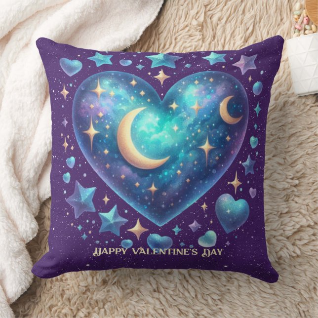 Valentine Purple Heart Stars Constellations Throw Pillow (Blanket)