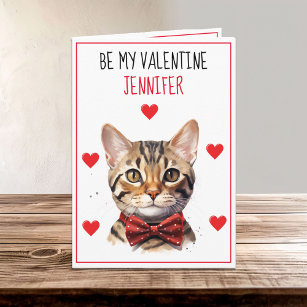 Valentine Purrfect Bengal Cat Folded Greeting Card