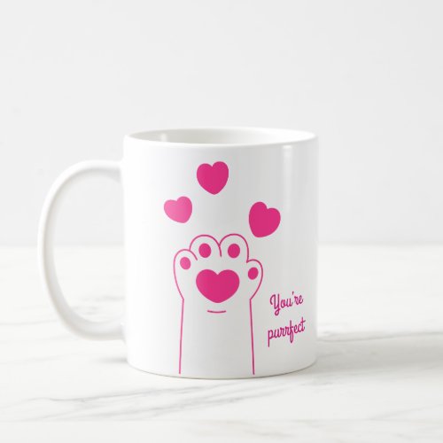 Valentine Purrfect Paw Print Coffee Mug