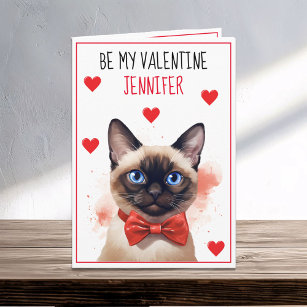 Valentine Purrfect Siamese Cat  Card