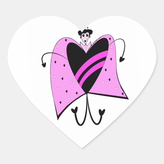 Valentine Queen love bug Heart Sticker (Front)