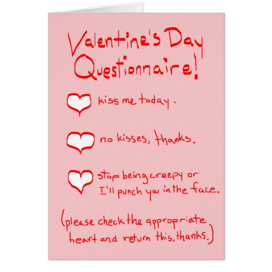 Valentine Questionnaire Card