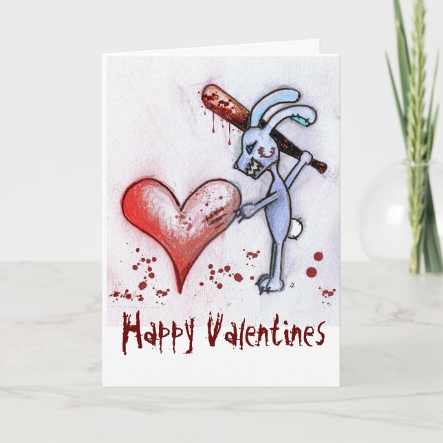 Valentine Rabbit Card (White) (Front)