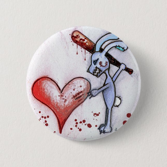 Valentine Rabbit Pinback Button (Front)