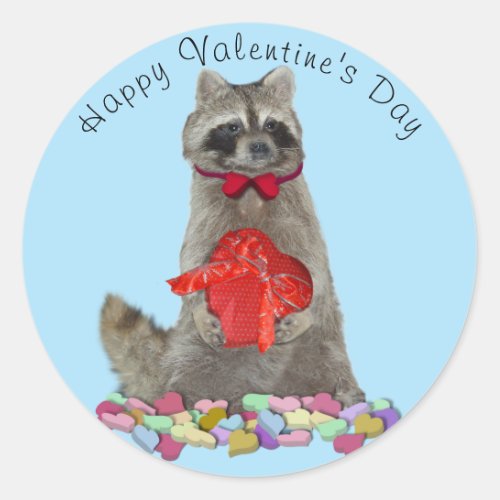 Valentine Raccoon Bandit Classic Round Sticker