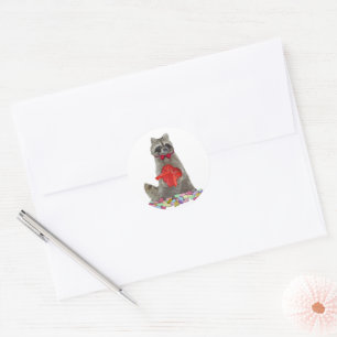 Valentine Raccoon Bandit Classic Round Sticker