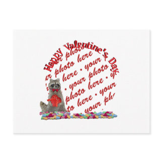 Valentine  Raccoon "Bandit" Photo Frame Holiday Postcard