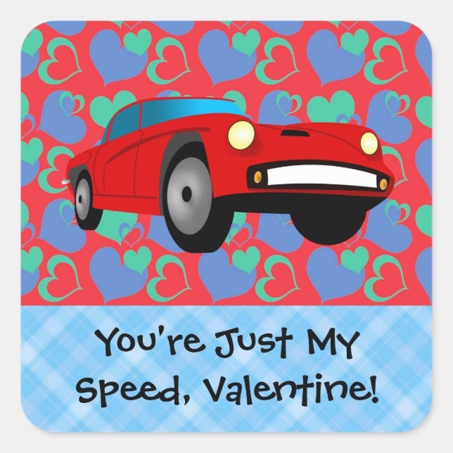 Valentine Race Car Square Sticker (Front)