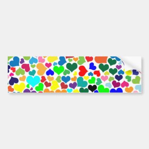 valentine rainbow hearts bumper sticker