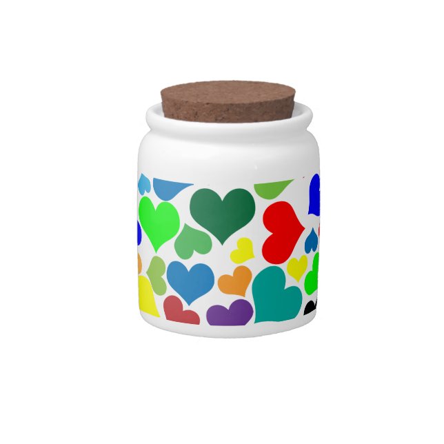 valentine rainbow hearts candy jar (Front)