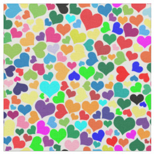 valentine rainbow hearts fabric