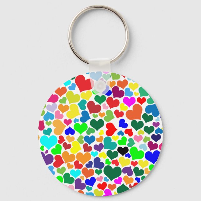 valentine rainbow hearts keychain (Front)