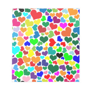 valentine rainbow hearts notepad