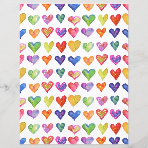 Valentine Rainbow Hearts Paper Sheet