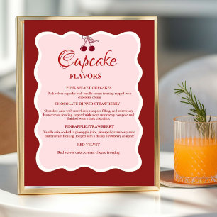 Valentine Red and pink Cupcake flavors sign