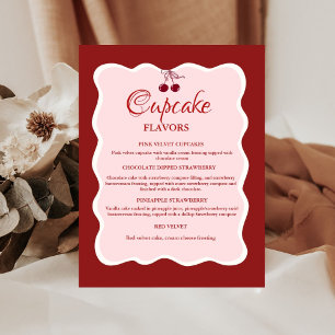 Valentine Red and pink Cupcake flavors sign