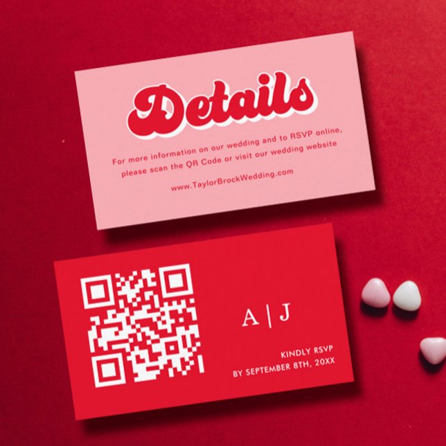 Valentine Red and Pink Wedding  Enclosure Card (Creator Uploaded)