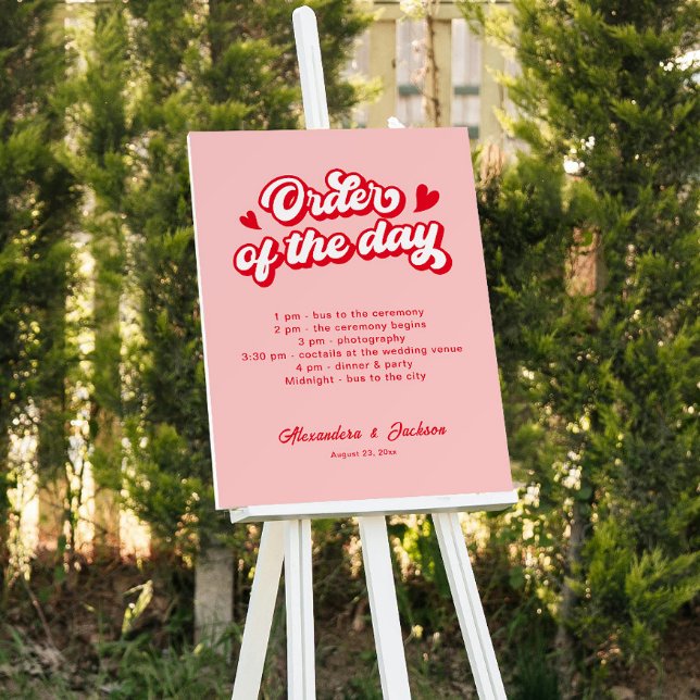 Valentine Red and Pink Wedding Order of the day Foam Board (Creator Uploaded)